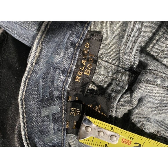 VTG Helix Jeans Embroidered Mens 34X30 Blue Relaxed Boot Y2K Denim Cross Pocket - Picture 6 of 7